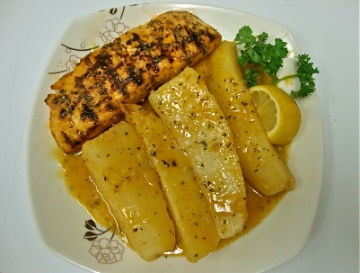 Order Marinated Grilled Salmon food online from Yummy Gyro store, Willston Park on bringmethat.com