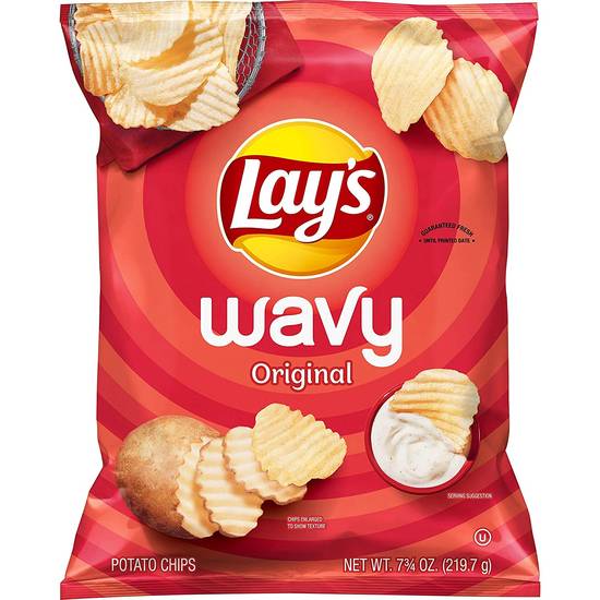 Order Lay'S Wavy Potato Chips Original food online from Exxon Food Mart store, Port Huron on bringmethat.com
