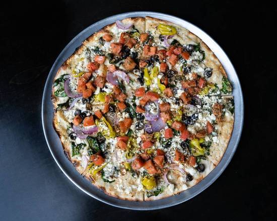 Order The GREEK (choose  MED, LRG, or XXLRG) food online from Yia Yia Pizza & Beer store, Lincoln on bringmethat.com