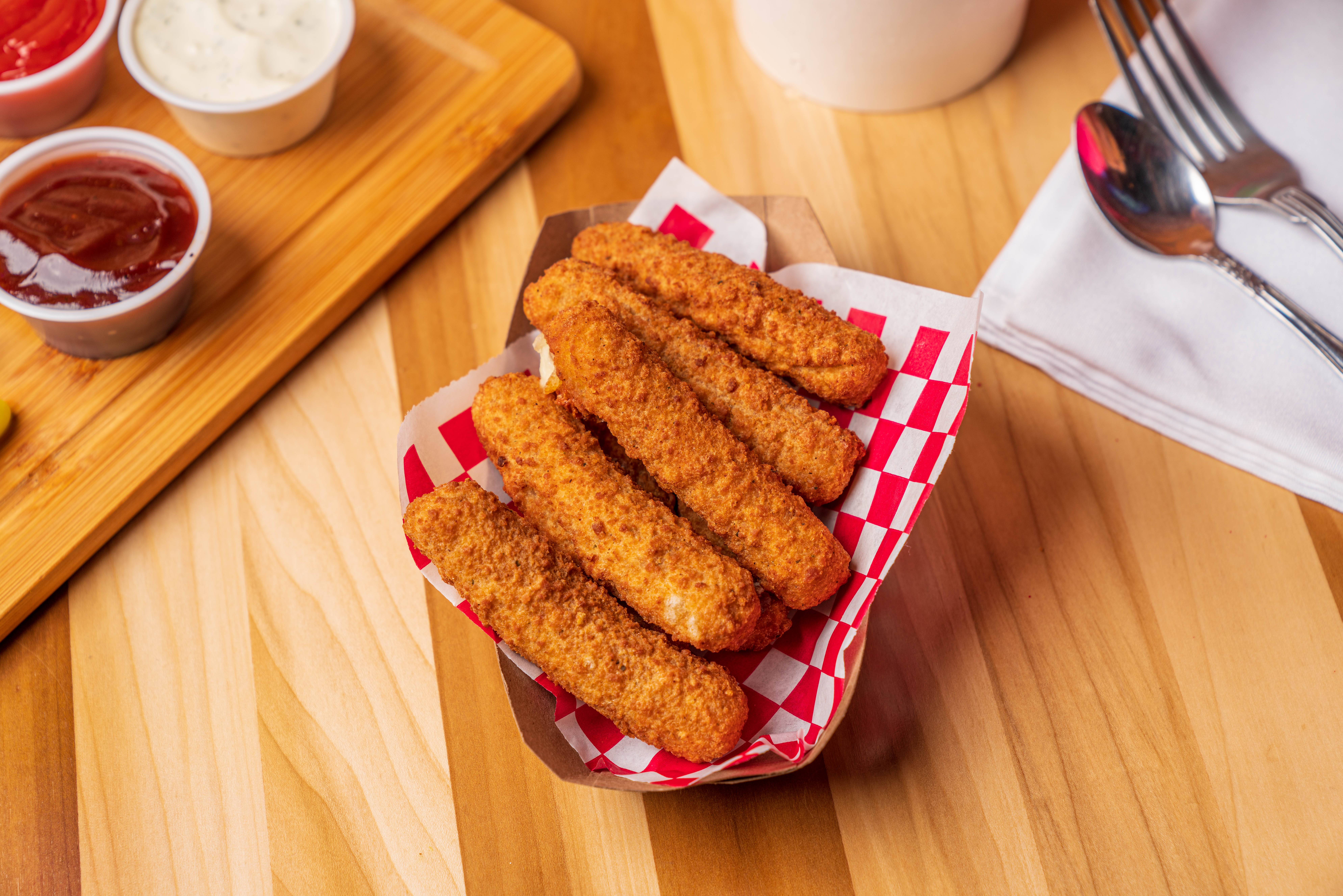 Order 5 Piece Mozzarella Cheese Sticks food online from Wimpys Hamburgers store, Tulare on bringmethat.com