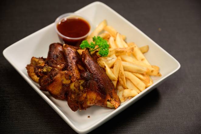 Order Smoked Wings (3 pcs) with Fries food online from Who's Got Soul Southern Cafe store, Decatur on bringmethat.com