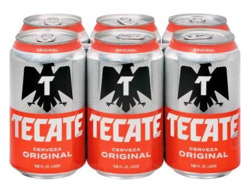 Order Tecate Mexican Beer 6 pk Cans food online from Pit Stop Liquor Mart store, El Monte on bringmethat.com