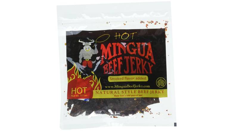 Order Mingua Hot Beef Jerky - Nitrite-Free & Hand-Cut Spicy Beef Jerky food online from Red Roof Market store, Lafollette on bringmethat.com