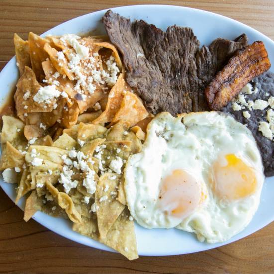Order Super Chilaquiles Divorciados Plate food online from Venice bakery & restaurant store, Los Angeles on bringmethat.com