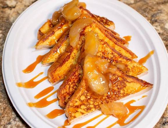 Order 6 Triangles of French Toast Topped with Apple Cinnamon and Caramel Drizzle food online from Dannys' Deli store, Patchogue on bringmethat.com