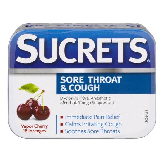 Order Sucrets Sore Throat & Cough Lozenges Vapor Cherry (18 ct) food online from Rite Aid store, Citrus Heights on bringmethat.com