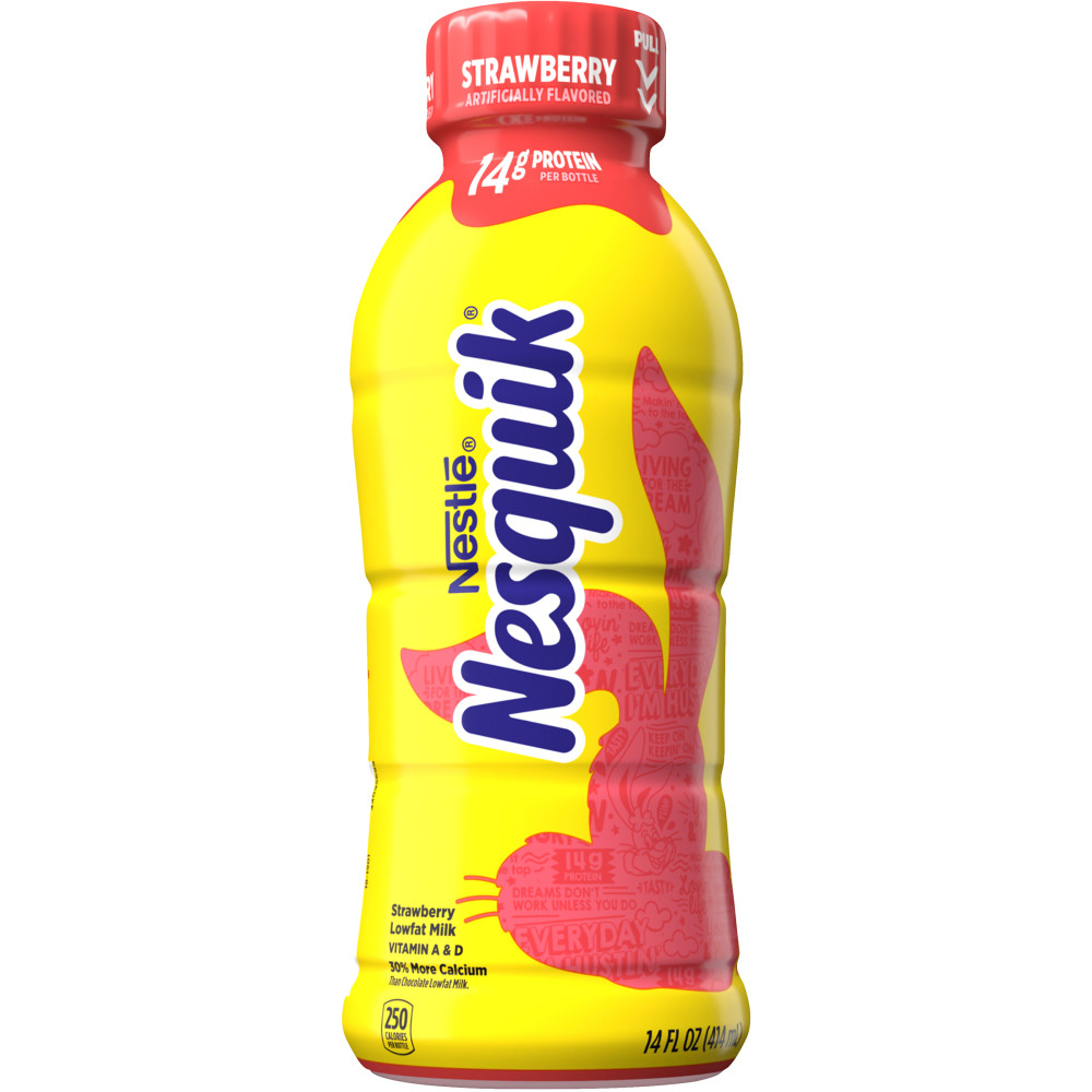 Order Nesquik Lowfat Strawberry Milk - 14 fl oz food online from Rite Aid store, Cathedral City on bringmethat.com