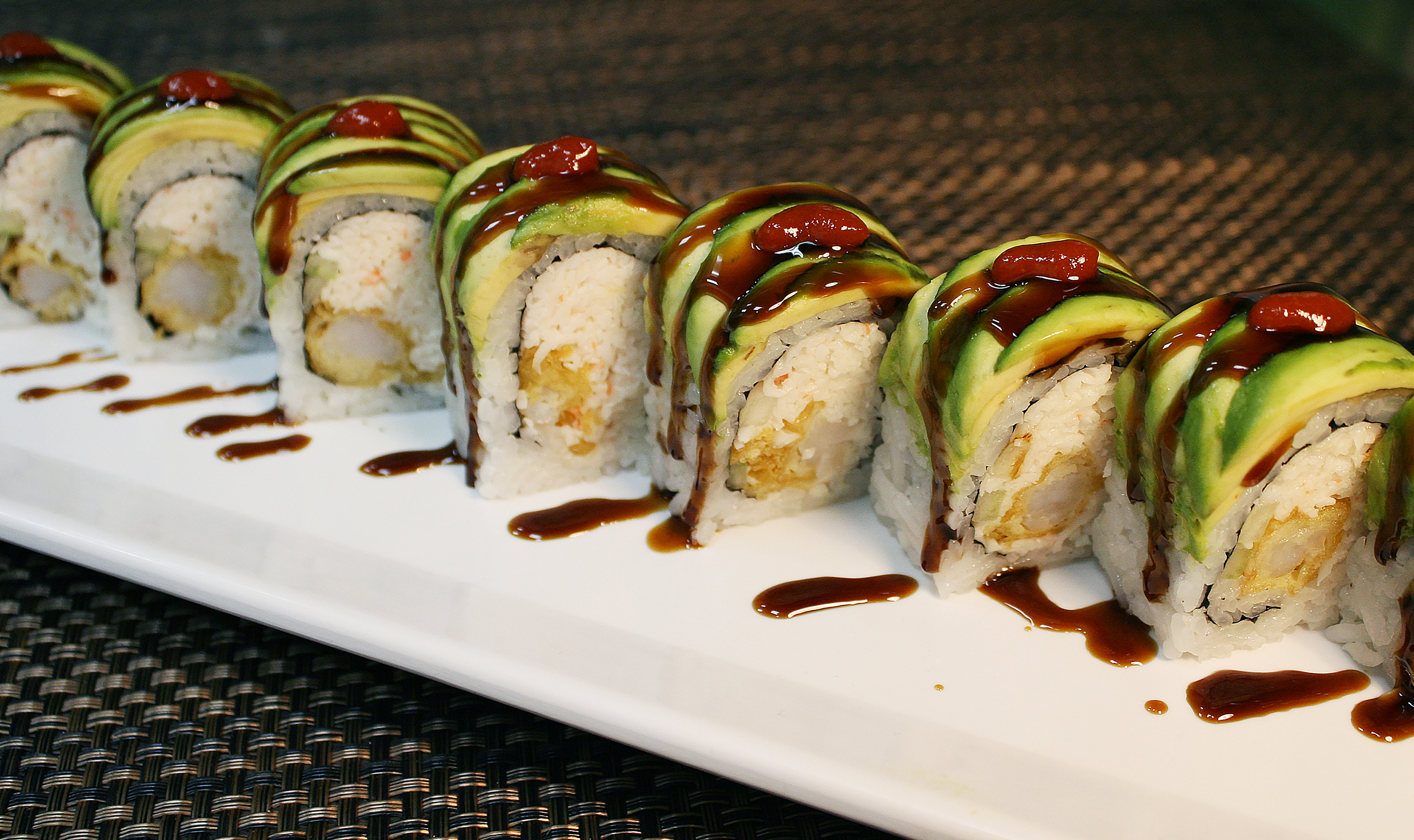 Order Green Dragon Roll food online from Oki Doki Roll & Sushi store, Brea on bringmethat.com