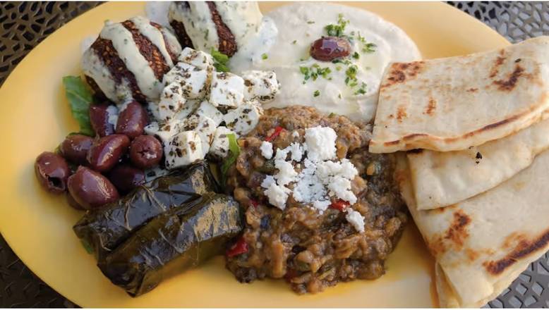Order Meza Platter food online from Troy Greek Cuisine store, Martinez on bringmethat.com