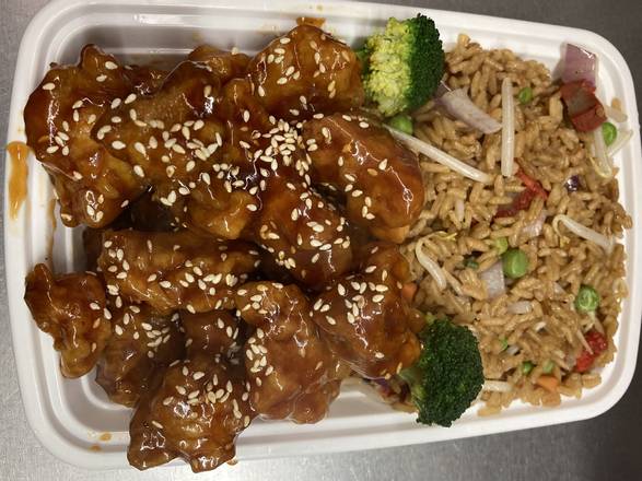 Order Sesame Chicken Combination Plate food online from 5 Grains rice store, Harrison on bringmethat.com