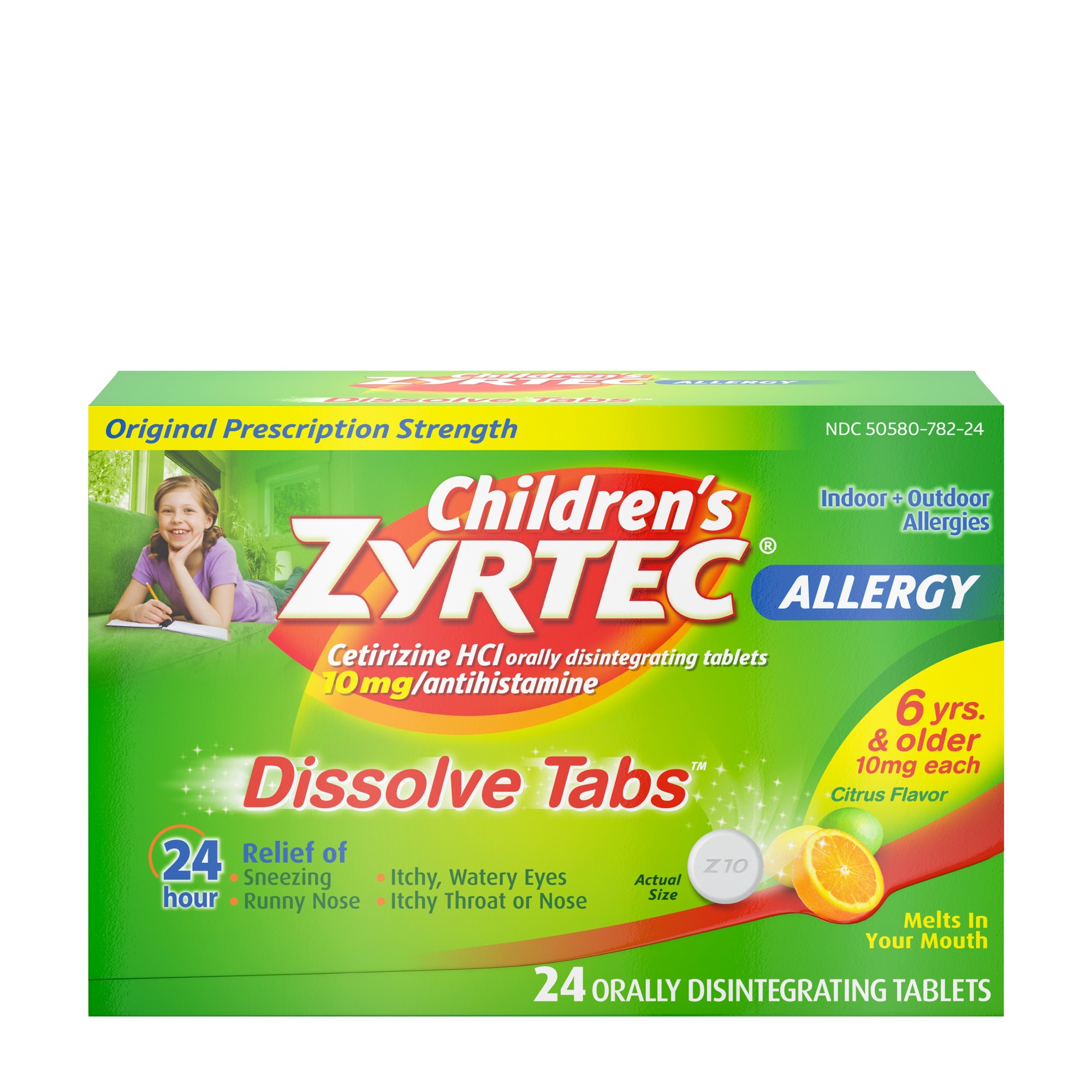 Order Children's Zyrtec 24 Hr Allergy Dissolve Tablets - Citrus, 24 ct food online from Rite Aid store, SUFFOLK on bringmethat.com