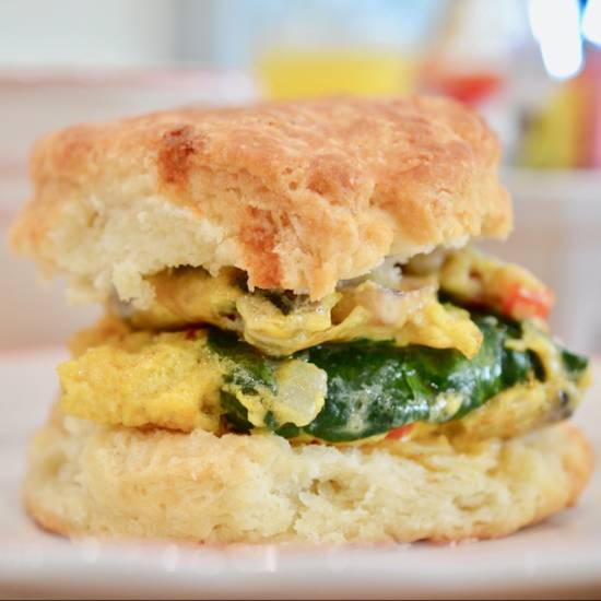 Order Veggie Scramble Sandwich food online from Hunnybunny Biscuit store, Oklahoma City on bringmethat.com