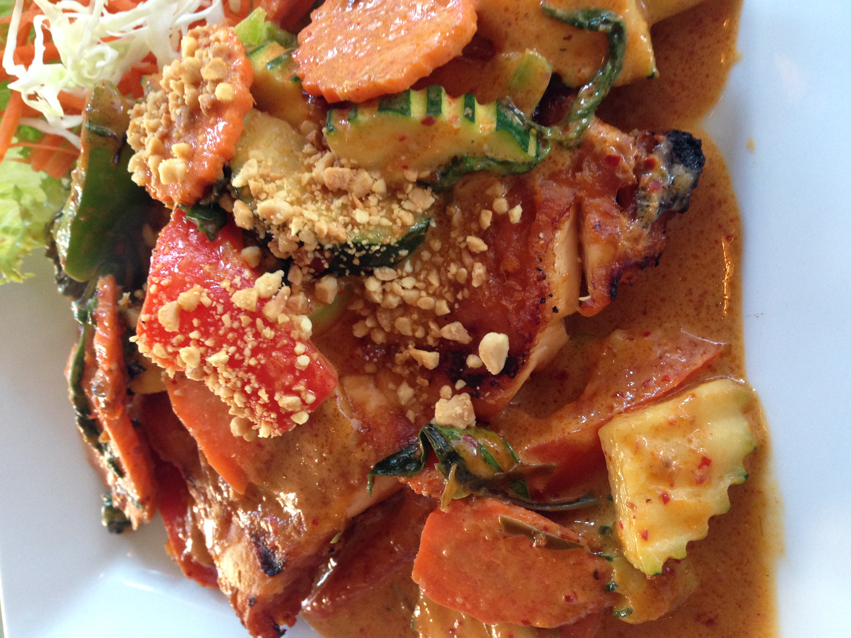 Order Panang Curry Salmon food online from Thai Apsara store, Beaverton on bringmethat.com