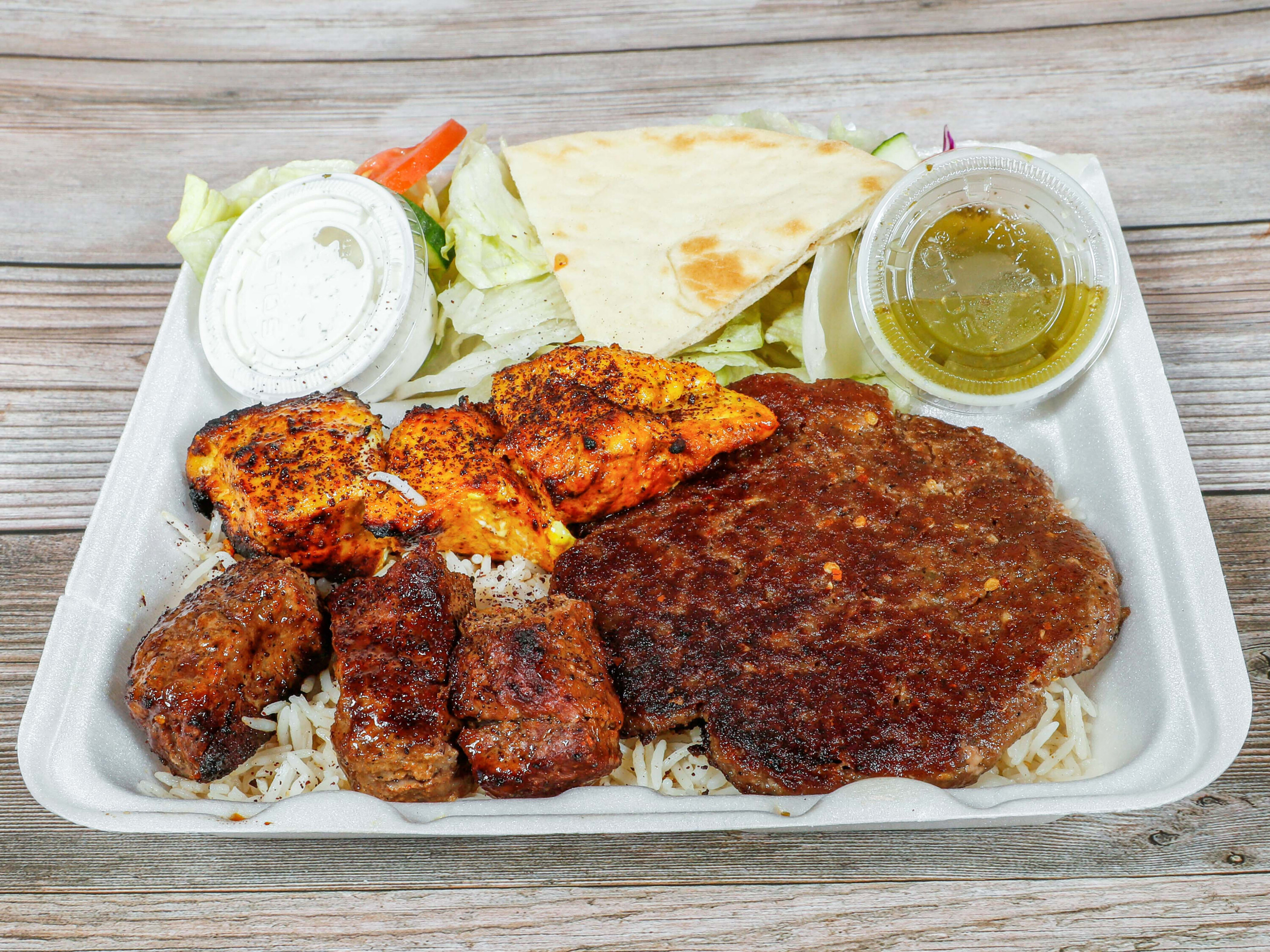Order Combo Plate Kabob food online from Halal Bros store, West Sacramento on bringmethat.com