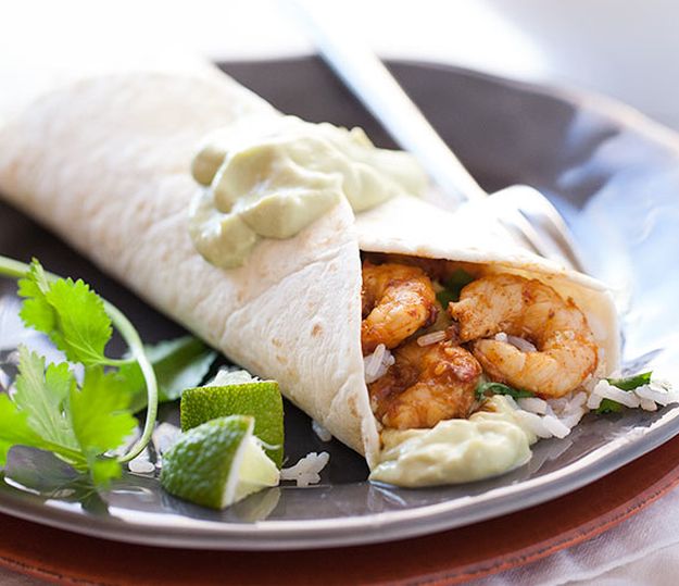 Order Grilled Shrimp Burrito food online from Flavors Nyc store, New York on bringmethat.com