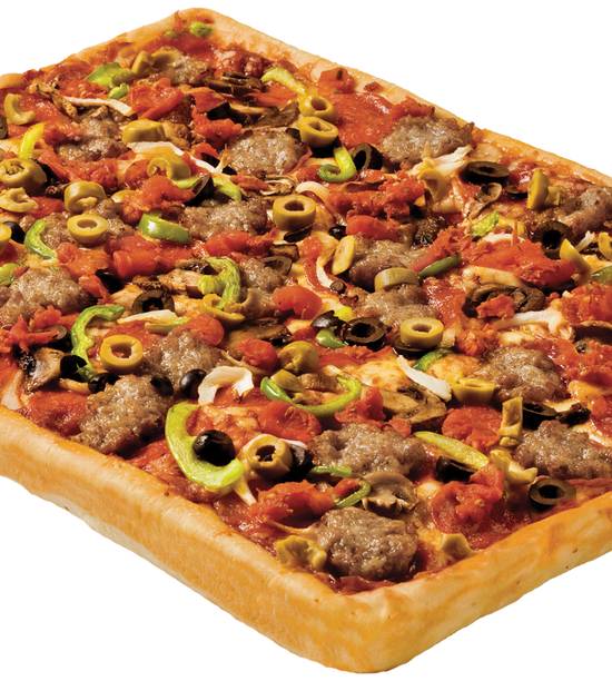 Order The Works Pizza Large food online from Rocky Rococo - Eau Claire store, Eau Claire on bringmethat.com
