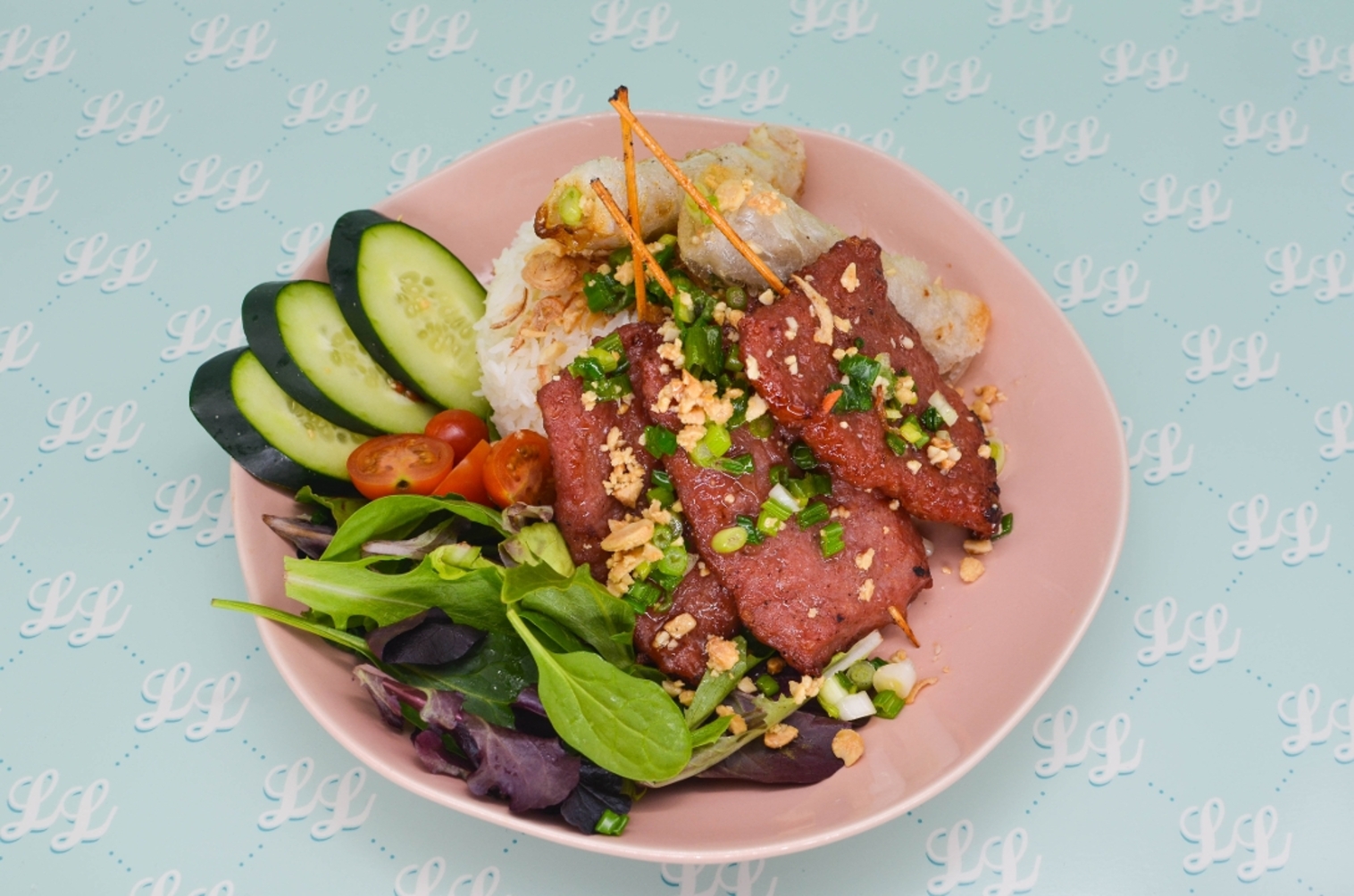 Order Rice Bowl - Nem Nuong food online from Luc Lac Vietnamese Kitchen store, Portland on bringmethat.com
