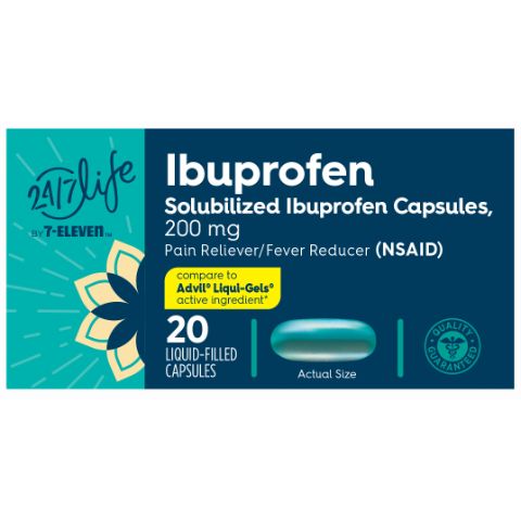 Order 24/7 Life Ibuprofen 200mg Soft Gel 20 Capsules food online from 7-Eleven store, Chicago on bringmethat.com