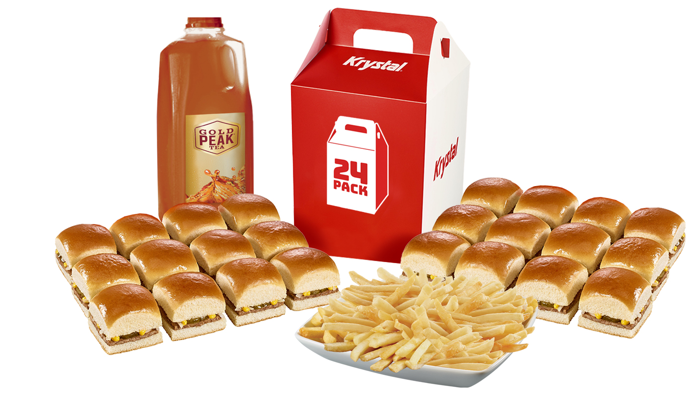 Order 24 Krystals and Party Fries and Any 1/2 Gallon Beverage food online from Krystal store, Springfield on bringmethat.com