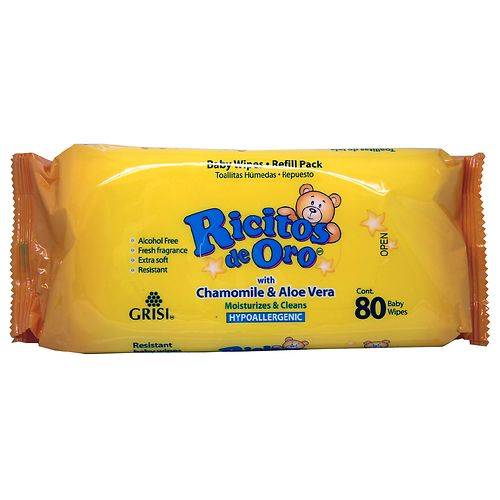 Order RICITOS DE ORO Chamomile and Aloe Baby Wipes - 80.0 ea food online from Walgreens store, Willimantic on bringmethat.com