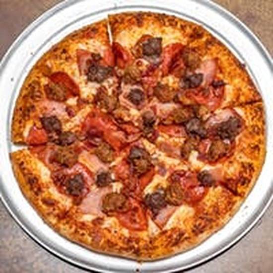 Order "The Meat Sweats" Meat Lovers food online from Fat Belly Pizza store, Stratmoor on bringmethat.com