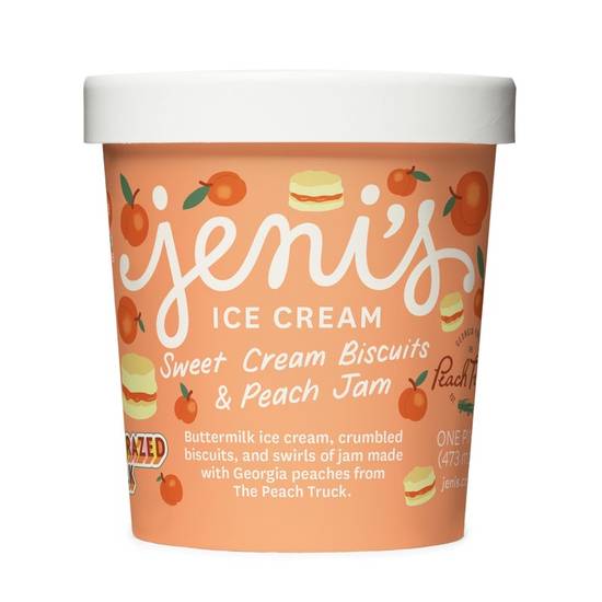 Order Sweet Cream Biscuits & Peach Jam Pint food online from Jeni's Splendid Ice Creams store, Chicago on bringmethat.com