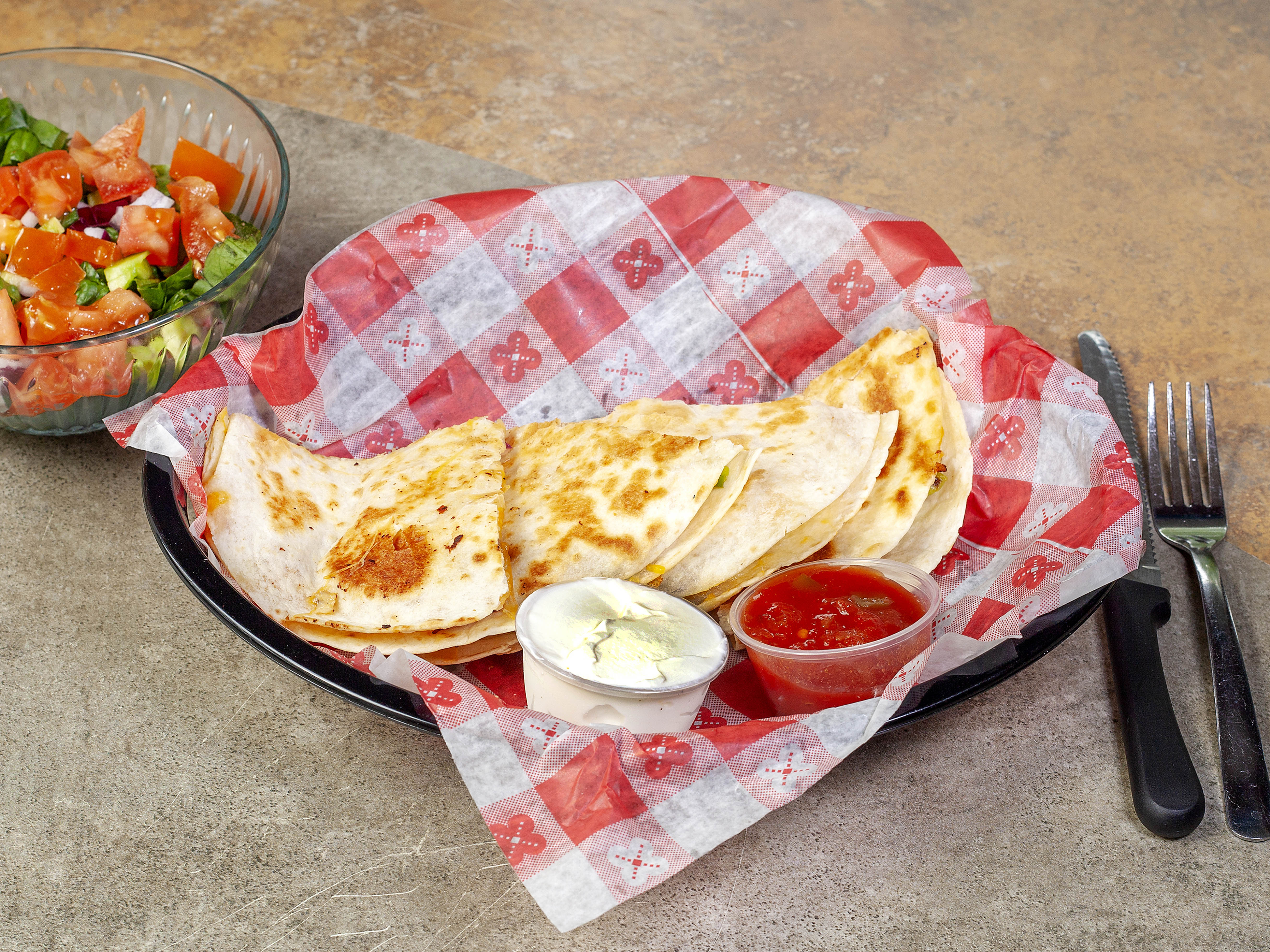 Order Chicken Quesadilla food online from Ranell Cafe store, Saint Louis on bringmethat.com