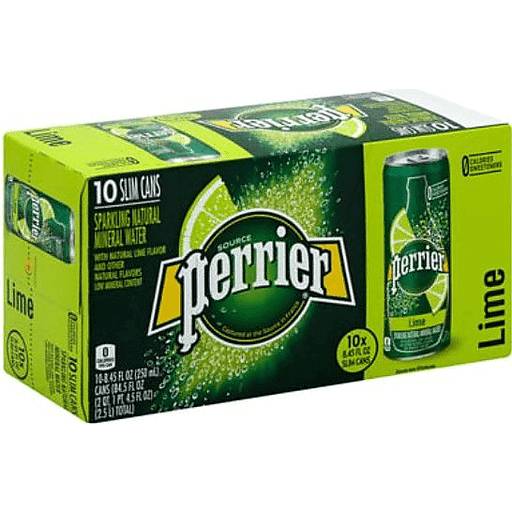 Order Perrier Lime Sparkling Water Slim Can  (10PK 250ML) 114884 food online from Bevmo! store, Chico on bringmethat.com