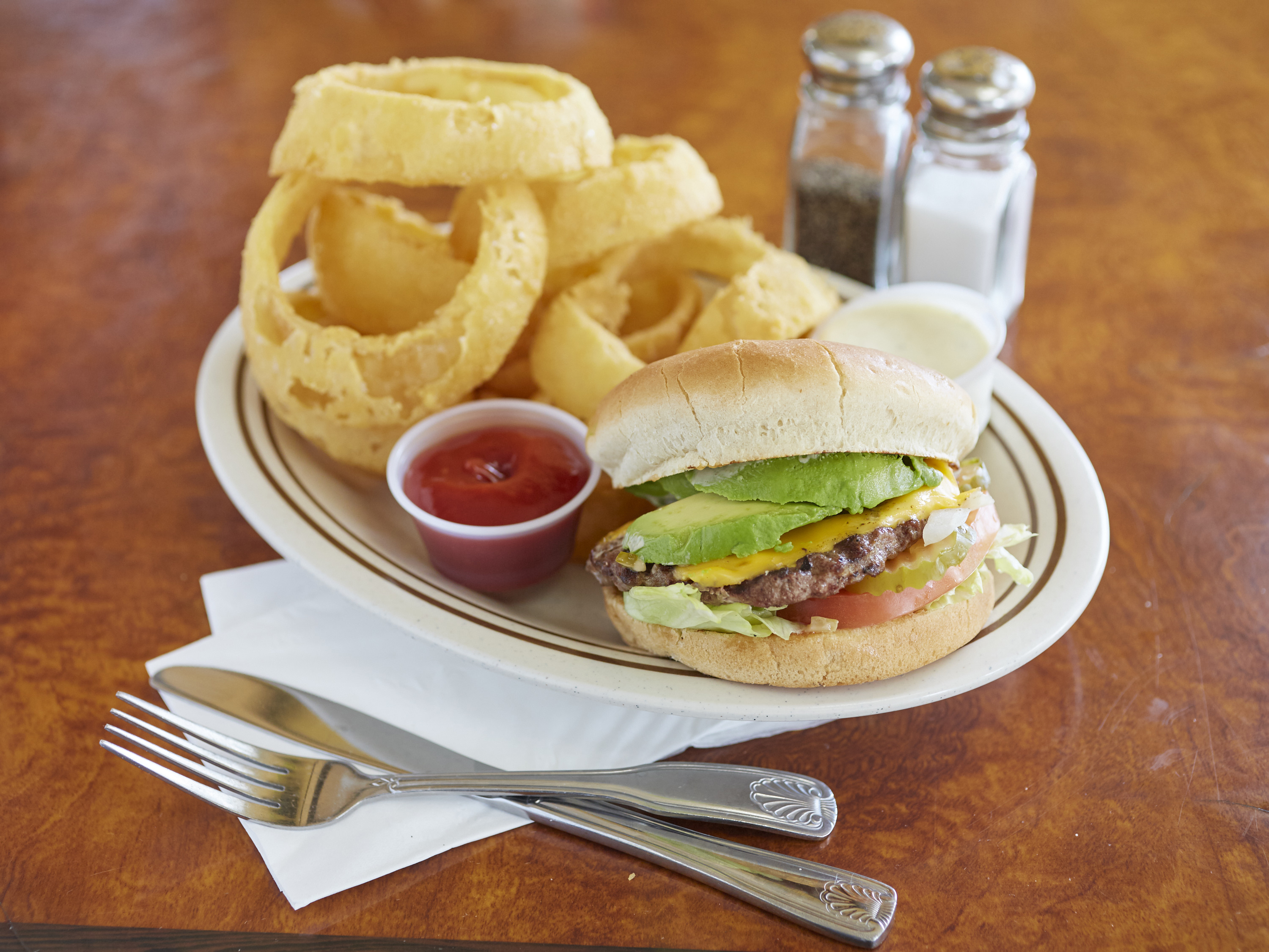 Order Avocado Burger food online from Breakfast Cafe store, Oak Park on bringmethat.com