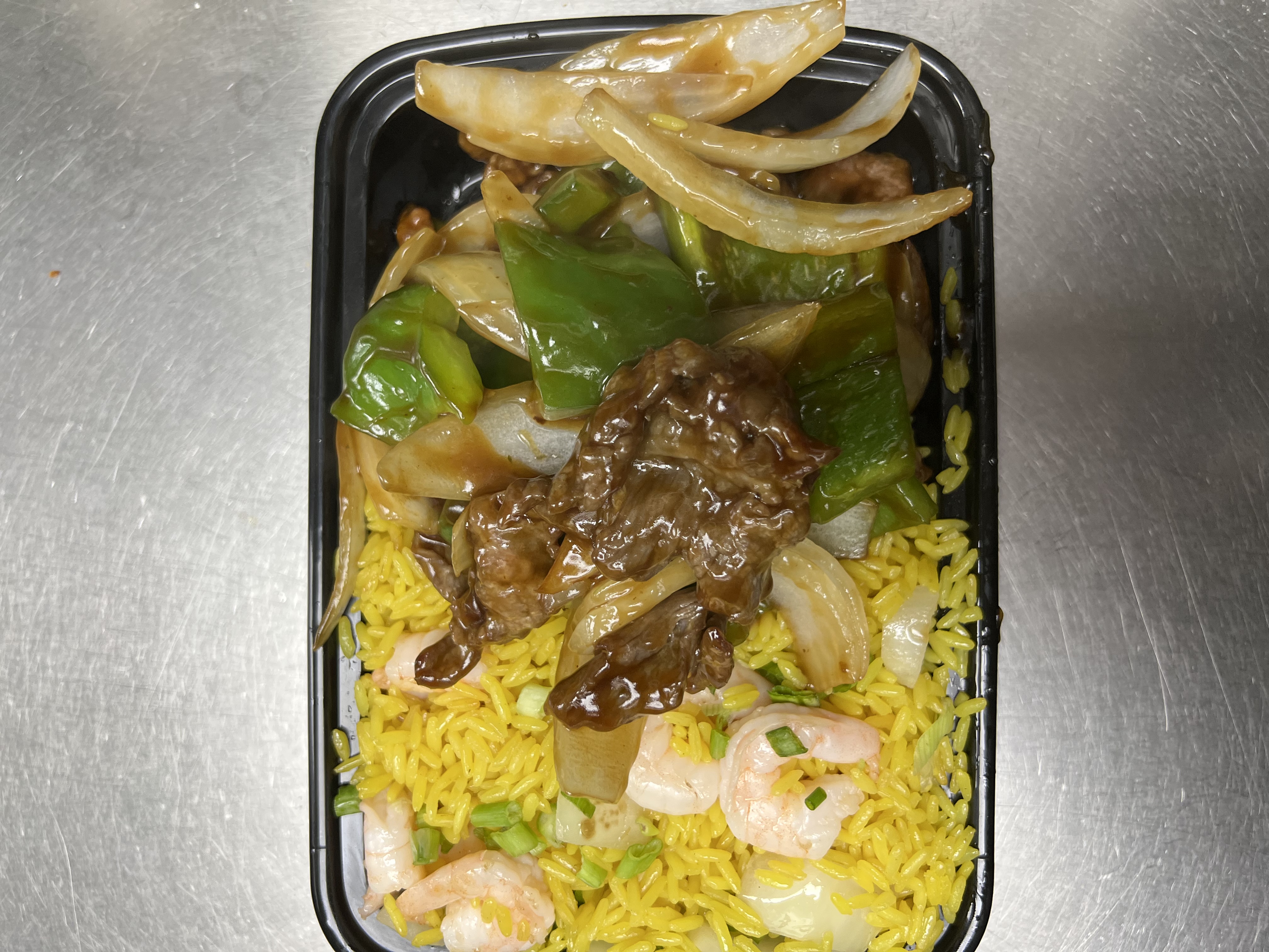 Order C23. Pepper Steak Combo Special food online from King Chef store, West Haven on bringmethat.com