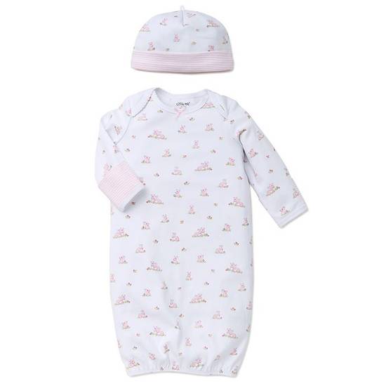 Order Little Me® Baby Bunnies 2-Piece Gown and Hat Set in White/Pink food online from Bed Bath & Beyond store, Lancaster on bringmethat.com
