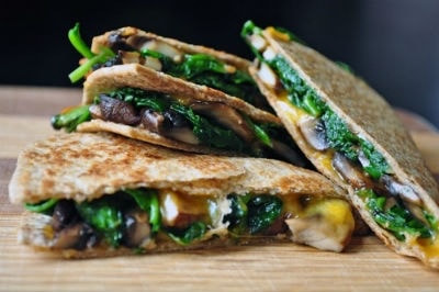 Order Mushroom and Spinach Quesadilla food online from Greenology store, New Canaan on bringmethat.com