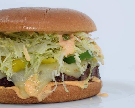 Order THE AZTEC BURGER food online from PB Food Court store, San Diego on bringmethat.com