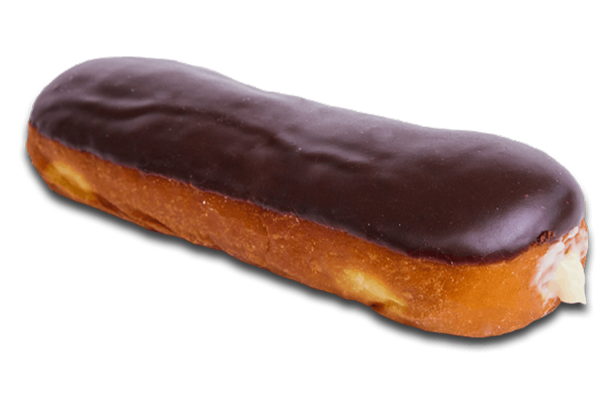 Order Chocolate Long John with Cream food online from Randy Donuts store, Costa Mesa on bringmethat.com