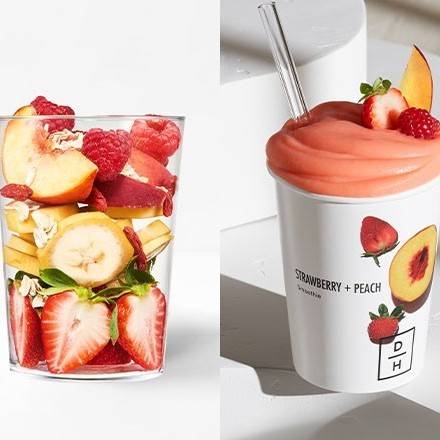 Order Daily Harvest Strawberry + Peach Smoothie (8 oz) food online from Goodees Cravings store, Marietta on bringmethat.com