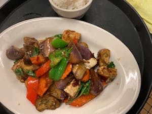 Order V-3. Spicy Eggplant Tofu Dinner food online from Thai Smile store, Hamden on bringmethat.com
