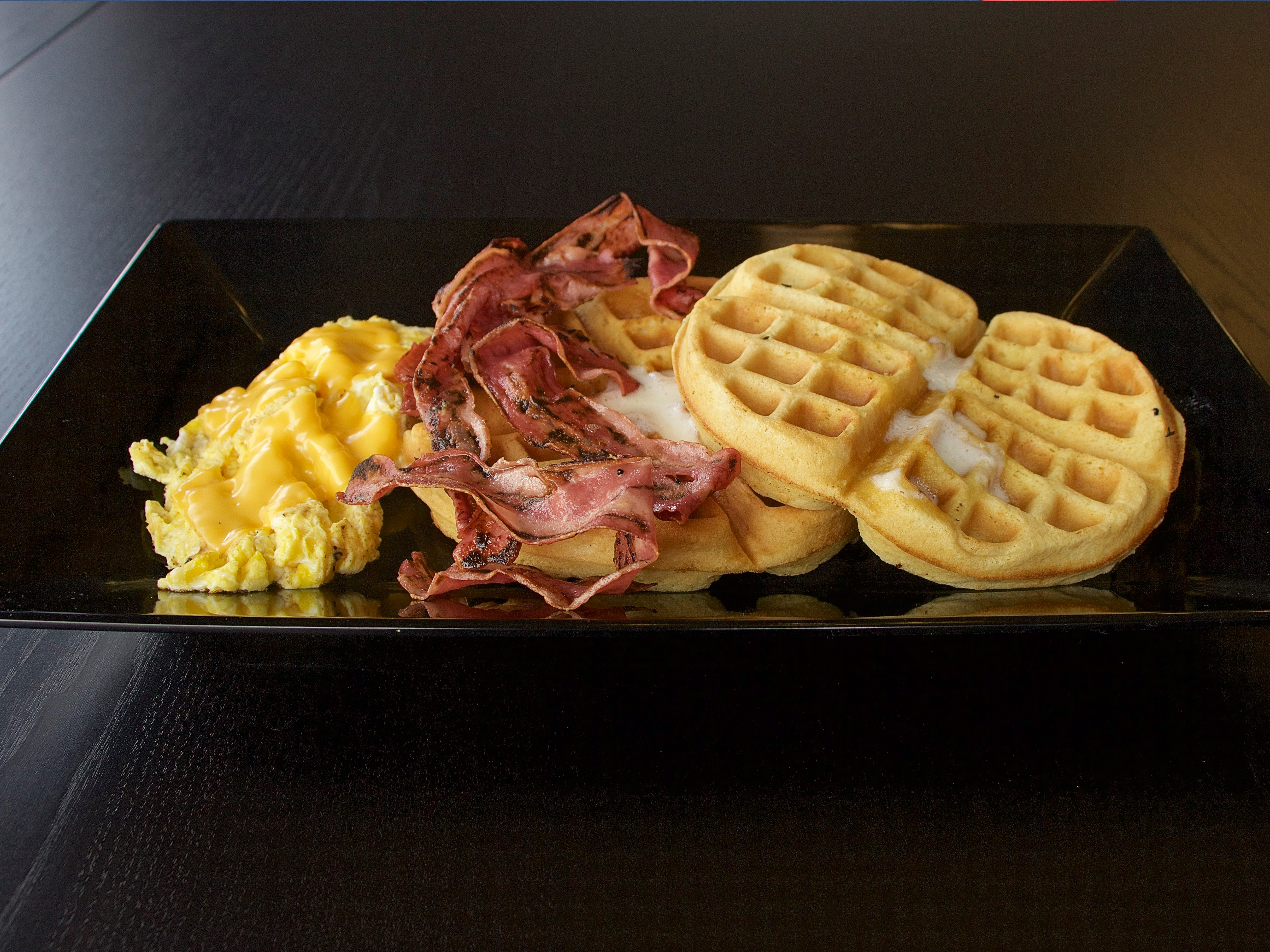 Order 18. Waffles and Turkey Bacon Platter food online from The Halaal Corner store, Paterson on bringmethat.com