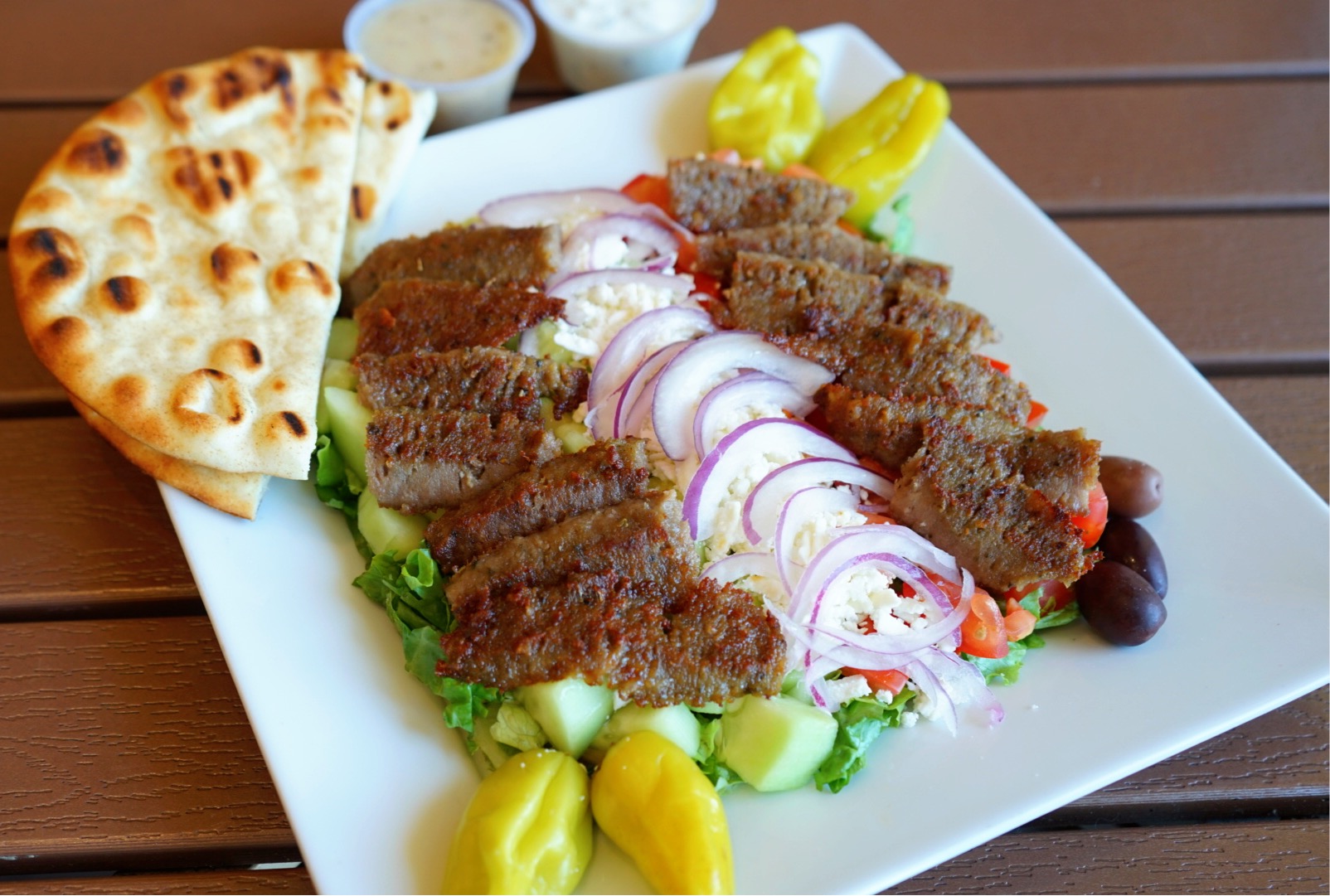Order Greek Gyros Salad food online from California Pita - Beverly Hills store, Beverly Hills on bringmethat.com