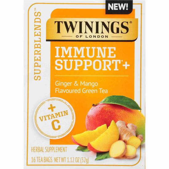 Order Twinings Superblends Immune Support+ Ginger & Mango Flavoured Green Tea with Vitamin C, 16 CT food online from CVS store, CARMICHAEL on bringmethat.com