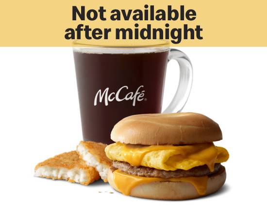 Order Sausage Egg Cheese Bagel Meal food online from Mcdonald's® store, PITTSBURGH on bringmethat.com