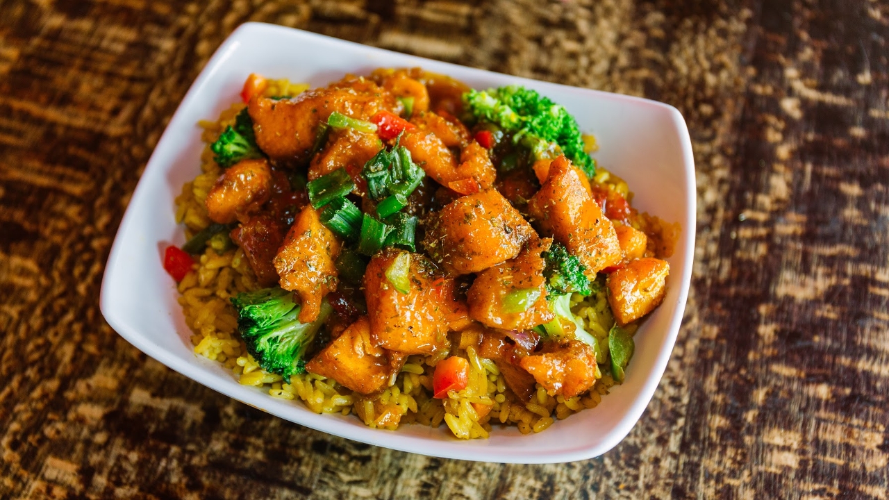 Order SALMON FRIED RICE food online from Star Fusion Express store, Philadelphia on bringmethat.com