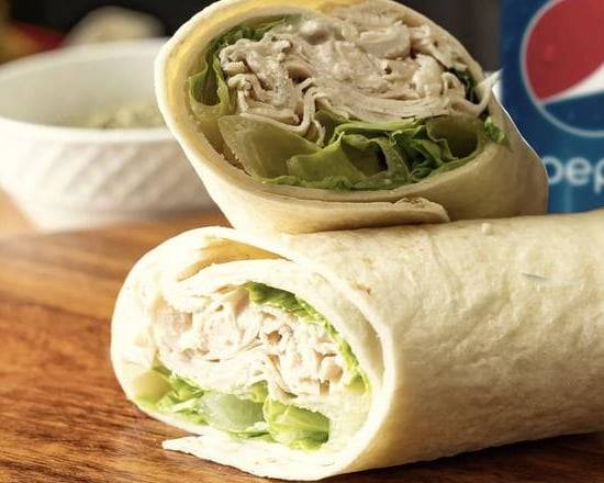 Order Chicken Ceasar Wrap and a 12oz Pepsi Product food online from The Chicken Chicken Place store, Washington on bringmethat.com