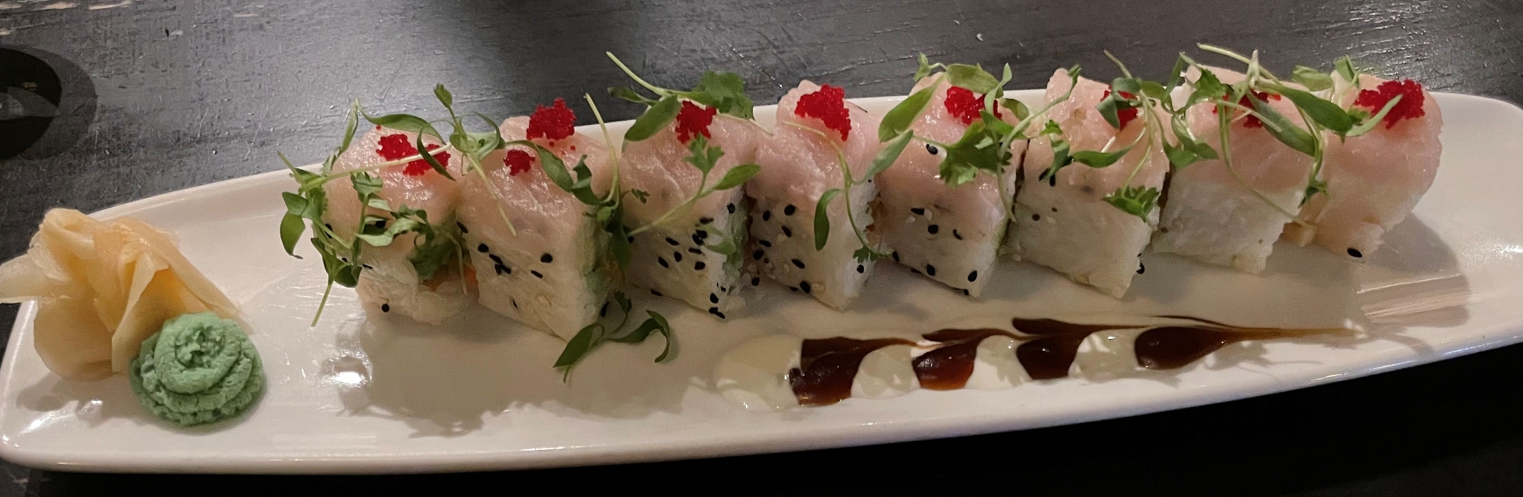 Order Hamachi Roll food online from Lucky Fins store, Boise on bringmethat.com