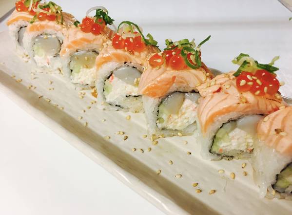 Order The King of Salmon Roll (8 pcs) food online from Narumi Sushi store, Lemon Grove on bringmethat.com