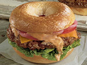 Order 100% Angus Beef Bagel Burger food online from Bagelicious Café store, Ventura on bringmethat.com