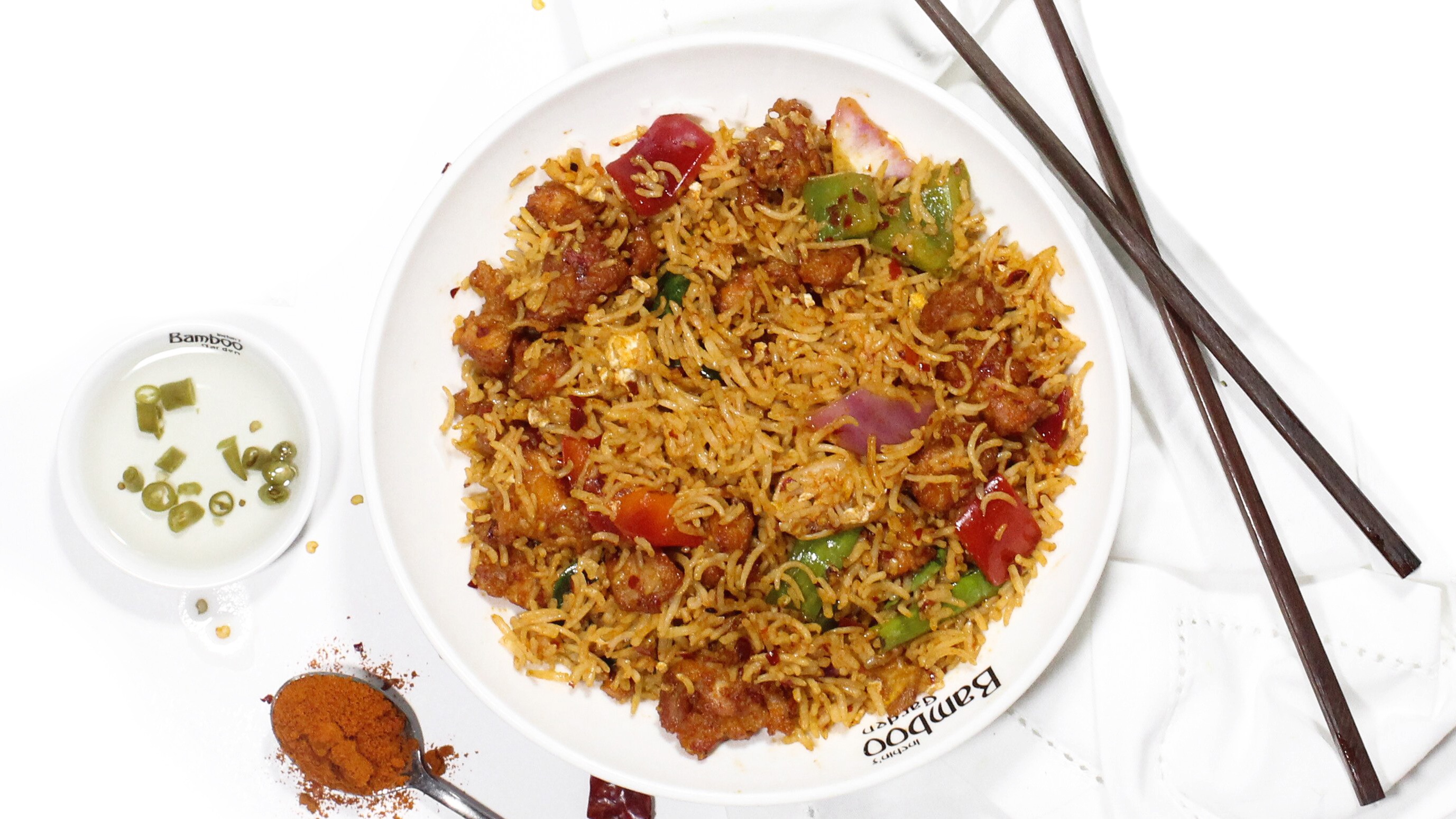 Order Chicken 65 Fried Rice food online from Inchin Bamboo Garden store, Irvine on bringmethat.com