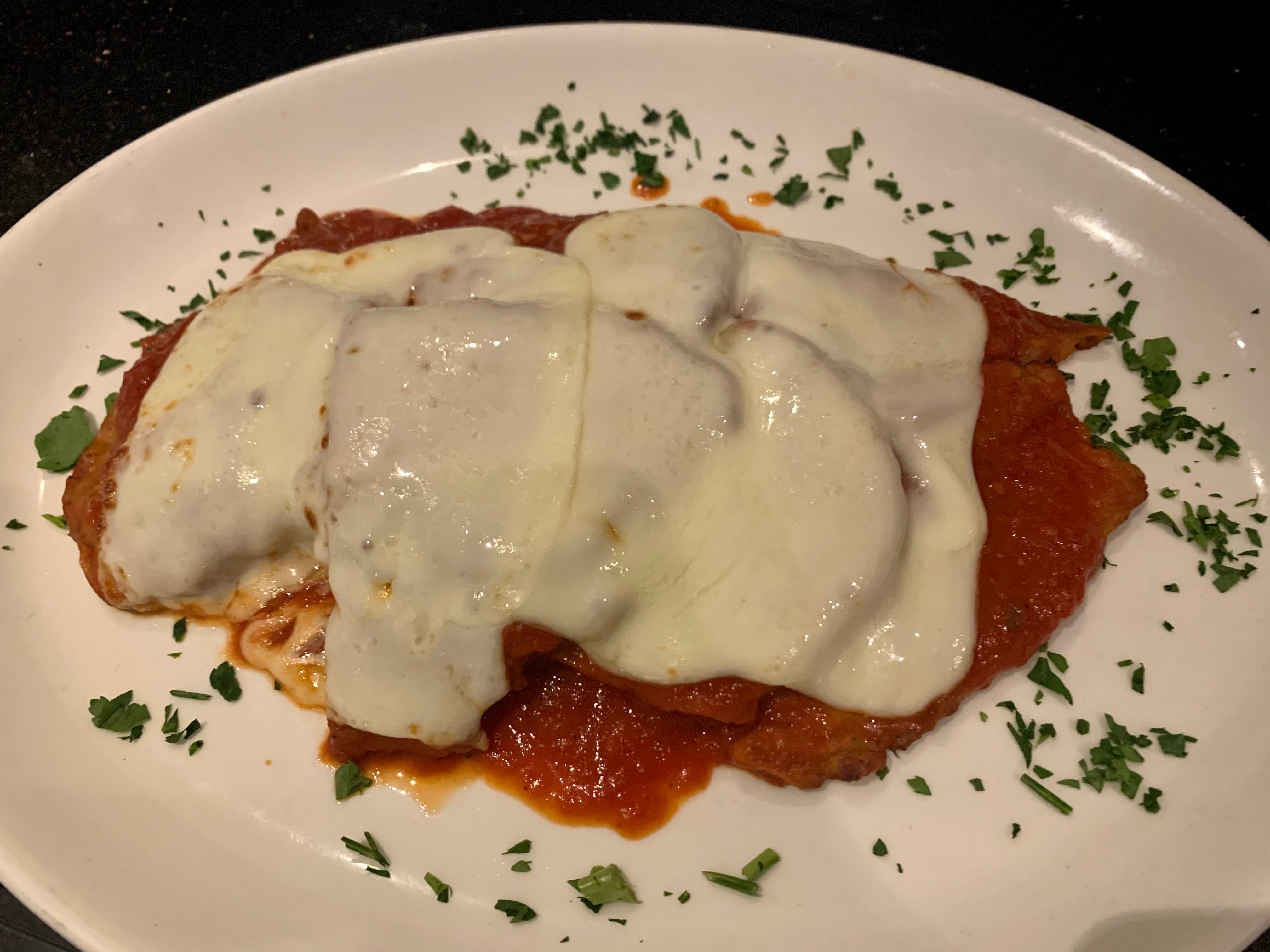 Order Chicken Parmigiana - Entree food online from Gino's Of Tuscany store, Bethpage on bringmethat.com