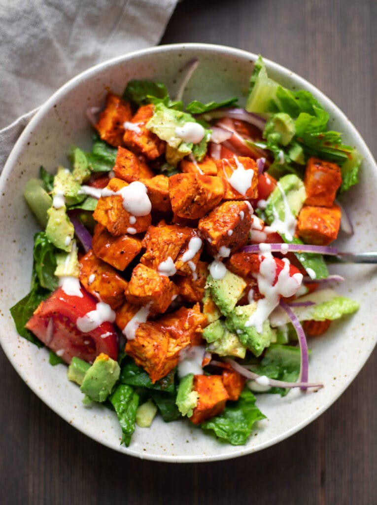 Order Hot & Spicy Chicken Salad - Small food online from Golden Pizzeria store, Norfolk on bringmethat.com