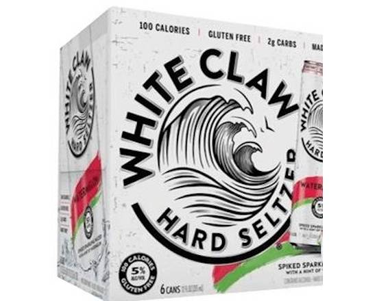 Order White Claw Watermelon, 6pk-12oz can hard seltzer (5.0% ABV) food online from Ogden Wine & Spirit store, Naperville on bringmethat.com