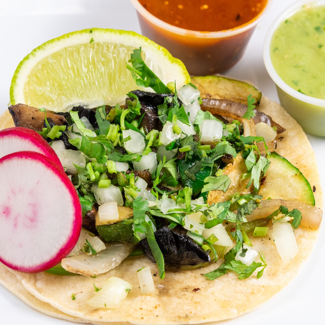 Order Veggie Tacos (3 Pieces) food online from Homemade Taqueria store, Brooklyn on bringmethat.com